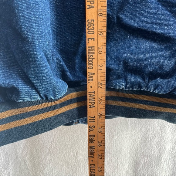 Vintage Dunbrooke Gatorade Varsity Denim Tan Bomber Jacket Mens Large Y2K - Picture 9 of 9